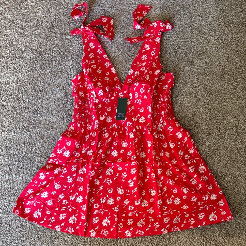 Wild Fable Red Floral Casual Dress